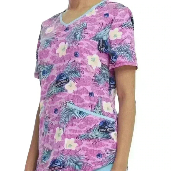 Scrubstar Womens V-Neck Scrub Top Ultra Soft Size M, L, XL, 3XL Jurassic World - Picture 5 of 11
